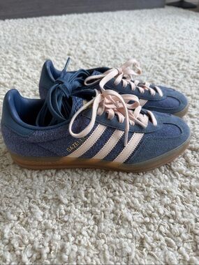 adidas Gazelle Navy and Pale Pink Suede Sneakers